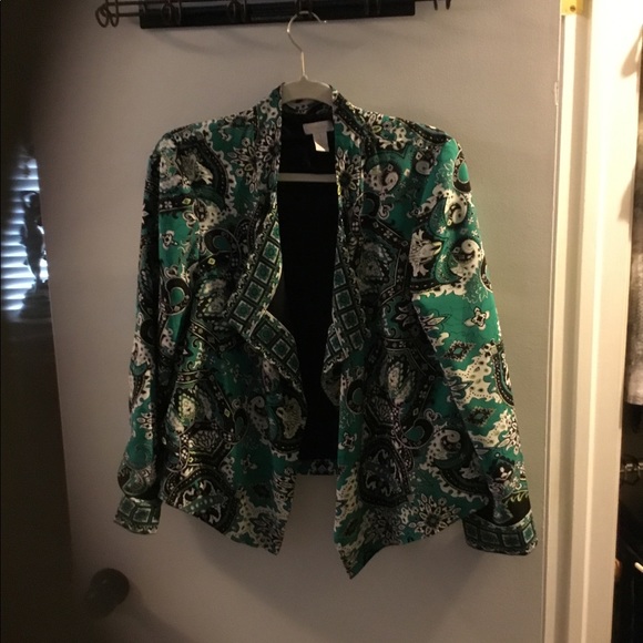 Chico’s Green, Black, White Blazer - Picture 5 of 11